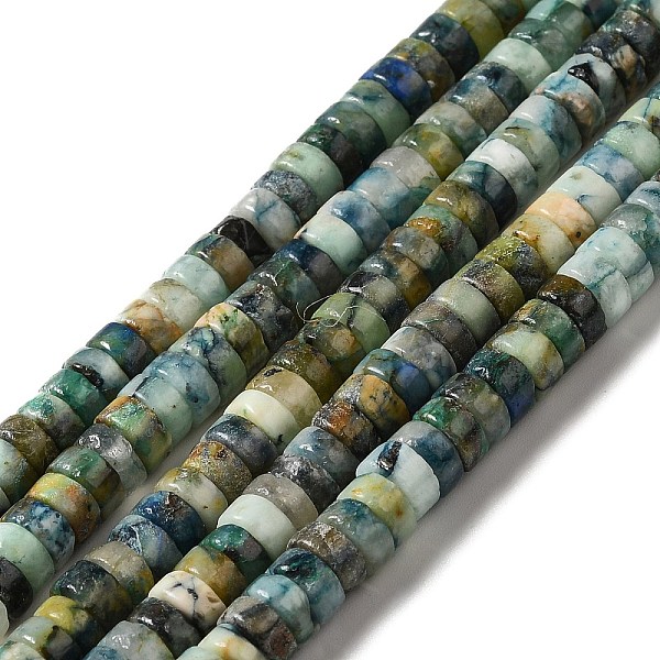 

PandaHall Natural Chrysocolla and Lapis Lazuli Beads Strands, Heishi Beads, Flat Round/Disc, 6.5x3~3.5mm, Hole: 1mm, about 131pcs/strand...