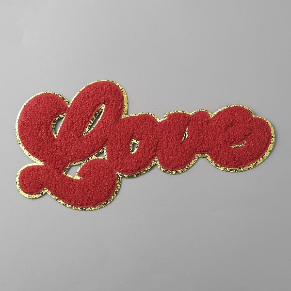 

PandaHall Love Towel Embroidery Cloth Iron on/Sew on Patches, Costume Accessories, Appliques, Red, 126x246x3mm Cloth Word Red