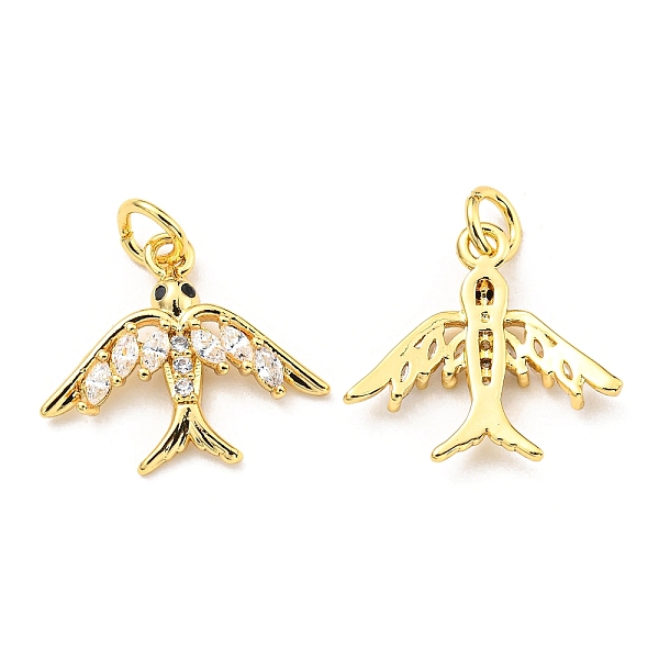 

PandaHall Rack Plating Brass Micro Pave Cubic Zirconia Pendants, Lead Free & Cadmium Free, Swallow, Real 18K Gold Plated, 15x18x2.5mm, Hole..., Clear