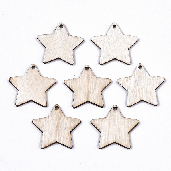 

PandaHall Unfinished Natural Poplar Wood Pendants, Laser Cut Wood Shapes, Undyed, Star, Antique White, 23.5x24.5x1.5mm, Hole: 1.6mm Wood..., Orange