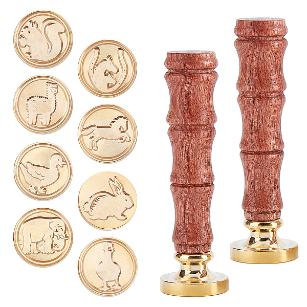 

PandaHall CRASPIRE DIY Stamp Making Kits, Including Brass Wax Seal Stamp Head, Wood Handle, Golden, Brass Wax Seal Stamp Head: 8pcs Brass