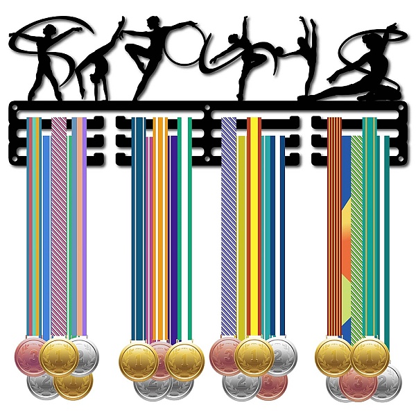 

PandaHall Fashion Iron Medal Hanger Holder Display Wall Rack, 3-Line, with Screws, Black, Running, Gymnastics, 150x400mm, Hole: 5mm Iron...