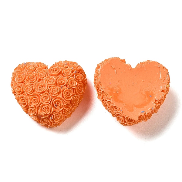 PandaHall Opaque Resin Cabochons, Heart, Orange, 22.5x25x11mm Resin Heart Orange