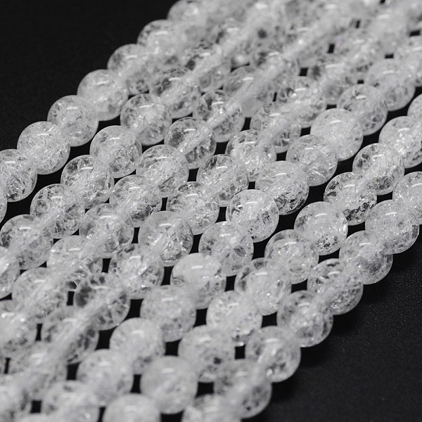 

PandaHall Natural Crackle Quartz Beads Strands, Round, 10mm, Hole: 1mm, about 39pcs/strand, 15.7 inch Crackle Quartz Round