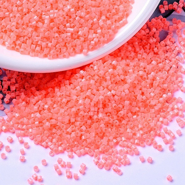 

PandaHall MIYUKI Delica Beads, Cylinder, Japanese Seed Beads, 11/0, (DB1856) Silk Inside Dyed Flamingo, 1.3x1.6mm, Hole: 0.8mm, about..., Red