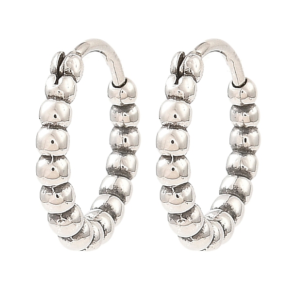 

PandaHall 316 Surgical Stainless Steel Hoop Earrings, Antique Silver, 14.5x15.5x2.5mm 316 Surgical Stainless Steel