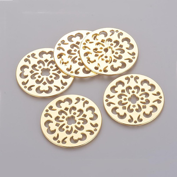 

PandaHall Tibetan Style Alloy Chandelier Component Links, Lead Free & Cadmium Free, Flat Round, Golden, 48x1mm Alloy Flat Round