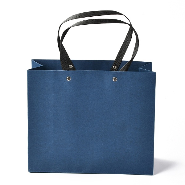

PandaHall Rectangle Paper Bags, with Nylon Handles, for Gift Bags and Shopping Bags, Marine Blue, 24x0.4x20cm Paper None