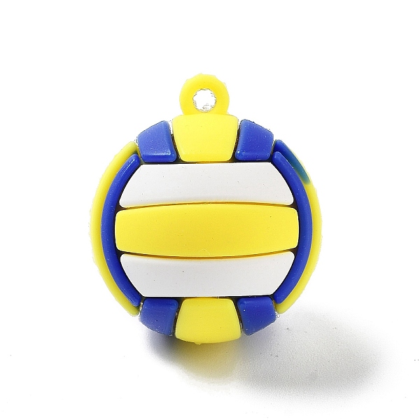 

PandaHall PVC Opaque Plastic Pendants, Volleyball, Yellow, 27x31~32mm, Hole: 3mm PVC Volleyball Yellow