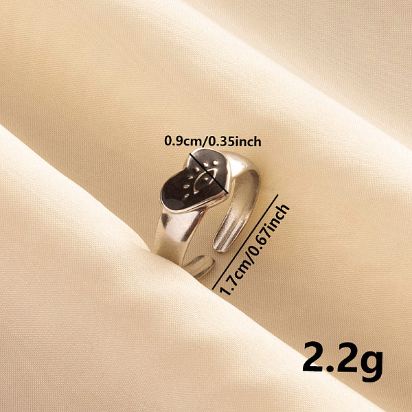 

PandaHall Vintage 304 Stainless Steel Enamel Cuff Ring, Heart with Eye Wide Band Open Ring for Women, Stainless Steel Color 304 Stainless...