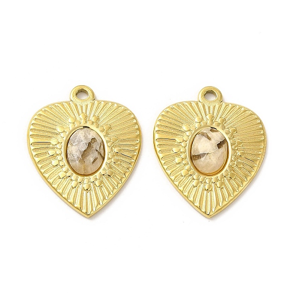 

PandaHall Natural Feldspar Pendants, Faceted Heart Charms, with Vacuum Plating Real 18K Gold Plated 201 Stainless Steel Findings...