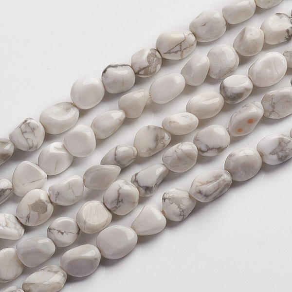 

PandaHall Natural Howlite Beads Strands, Tumbled Stone, Nuggets, 6.5~9.5x5.5~7.5x3.5~5.5mm, Hole: 0.8mm, about 50pcs/Strand, 15.67 inch...
