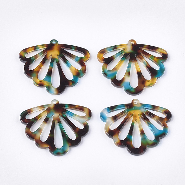 

PandaHall Cellulose Acetate(Resin) Pendants, Fan, Colorful, 30.5x36x2.5mm, Hole: 1.4mm Cellulose Acetate Fan