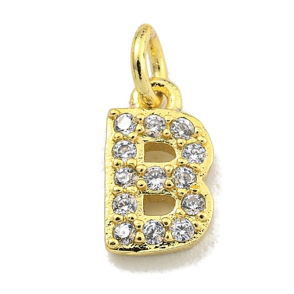 

PandaHall Letter Brass Micro Pave Clear Cubic Zirconia Pendants, Jump Ring, Real 18K Gold Plated, Letter B, 8x5x2mm, Jump Ring: 4x0.9mm...