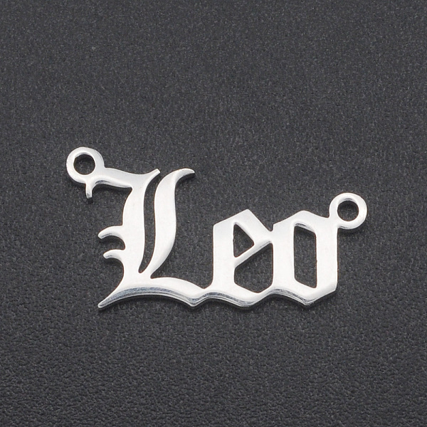 

PandaHall 201 Stainless Steel Links, Twelve Constellations, Old English, Laser Cut, Leo, 10x18x1mm, Hole: 1.2mm 201 Stainless Steel Leo