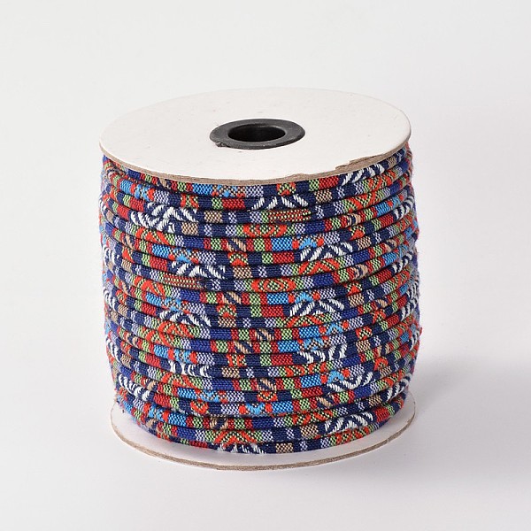 

PandaHall Cloth Rope Ethnic Cords, Blue, 6mm, about 50yards/roll(150 feet/roll) Cloth Blue
