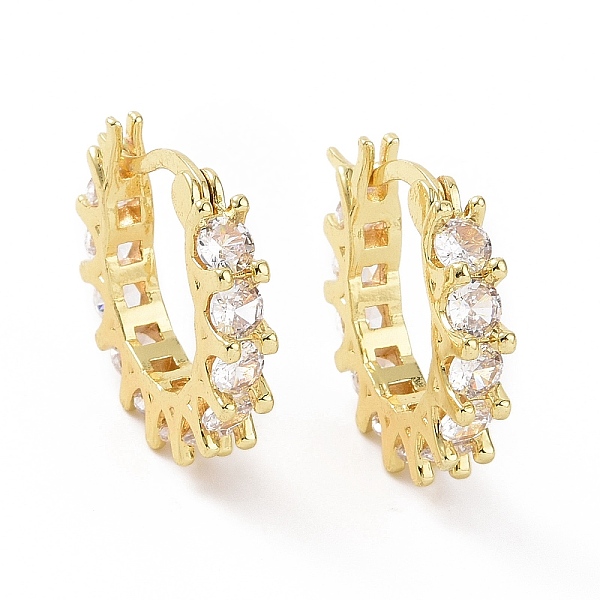 

PandaHall Cubic Zirconia Hoop Earrings, Golden Brass Jewelry for Women, Golden, 20x3.5x22mm, Pin: 0.9~1.4x16mm Cubic Zirconia Ring Clear