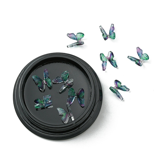 

PandaHall Resin Cabochons, Nail Art Decoration Accessories, with Plastic Bead Storage Containers, 3D Butterfly, Lime Green...