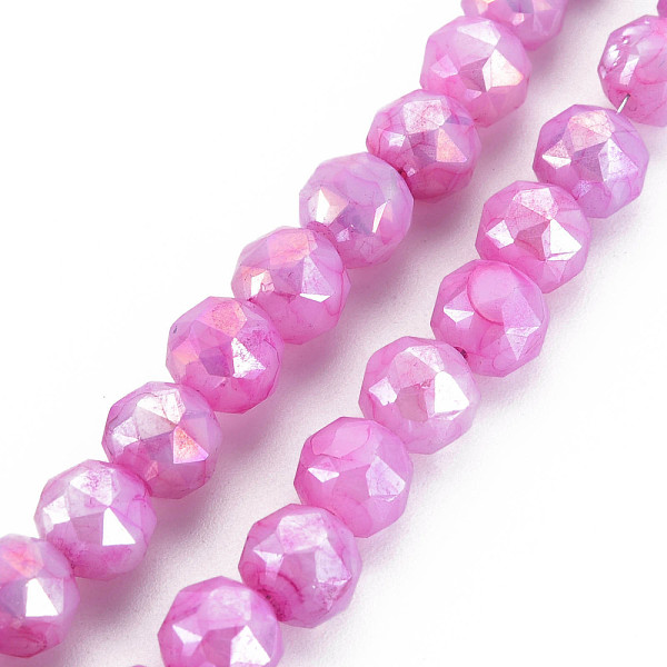 

PandaHall Electroplate Glass Beads Strands, Faceted, Round, Orchid, 7.5x8mm, Hole: 1.2mm, about 50pcs/strand, 14.76 inch(37.5cm) Glass Round..., Purple