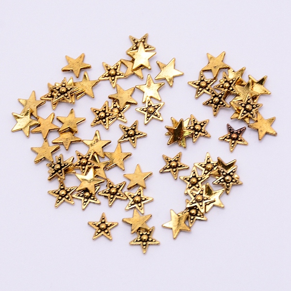 

PandaHall Alloy Cabochons, Nail Art Decoration Accessories, Star, Cadmium Free & Lead Free, Antique Golden, 5.5x5.5x1.5mm, 100pcs/bag Alloy...