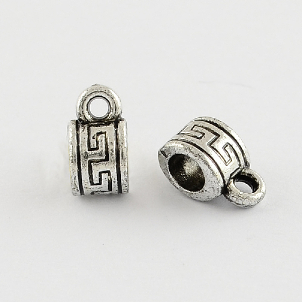 

PandaHall Vintage Acrylic Tube Bails, Loop Bails, Antique Silver, 9.5x5.5x5.5mm, Hole: 1.5mm, Inner Diameter: 4mm Acrylic Others