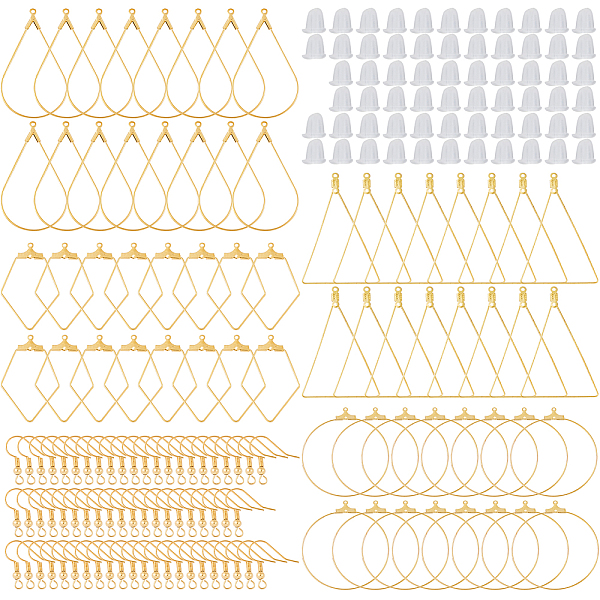 

PandaHall SUNNYCLUE DIY Dangle Earring, with Steel & Brass Wire Pendants, Brass Earring Hooks and Plastic Ear Nuts, Golden, 74x73x25mm Brass
