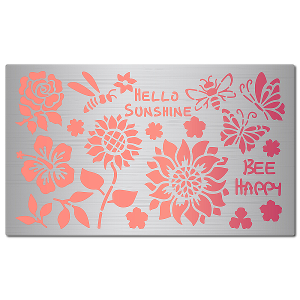 

PandaHall GORGECRAFT 6 Inch Flower Pattern Metal Stencil Roses Wood Burning Stencil Reusable Butterflies Journal Stencils Sunflowers...