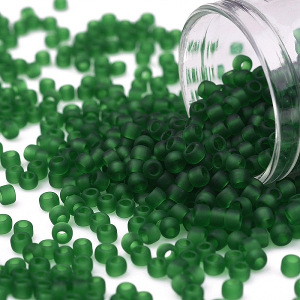 

PandaHall TOHO Round Seed Beads, Japanese Seed Beads, (7BF) Transparent Frost Grass Green, 8/0, 3mm, Hole: 1mm, about 1110pcs/50g Glass...