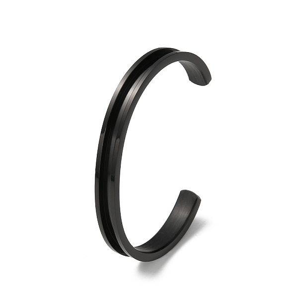 

PandaHall 304 Stainless steel Grooved Bangles, Cuff Bangle, for Gemstone, Leather Inlay Bangle Making, Electrophoresis Black, 1/4 inch...