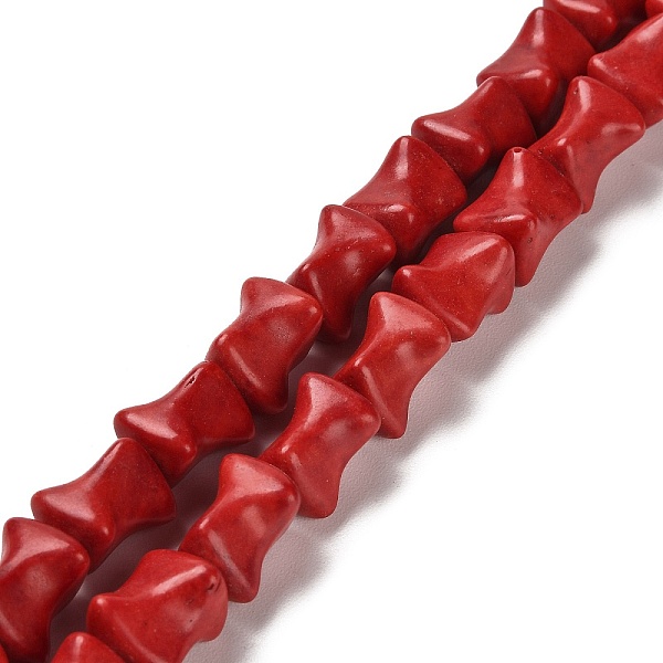 

PandaHall Synthetic Howlite Beads Strands, Dyed, Bone, FireBrick, 13x9~10x9~10mm, Hole: 1.6mm, about 367pcs/500g Howlite Others Red
