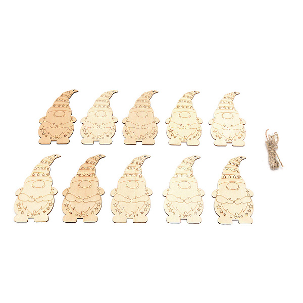 

PandaHall Christmas Santa Claus Wooden Ornaments Set, Unfinished Wood Pieces, with Jute Twines, for DIY Crafts Christmas Tree Hanging..., Orange