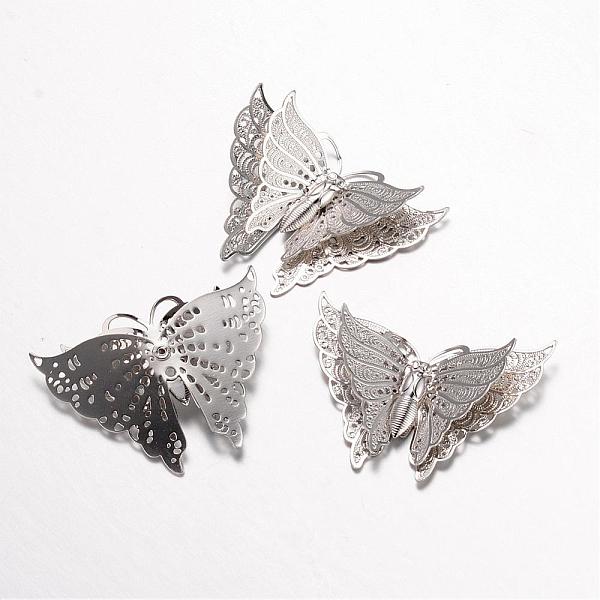 

PandaHall Brass Cabochons, Butterfly, Platinum, 27.5x31~35x6mm Brass Butterfly