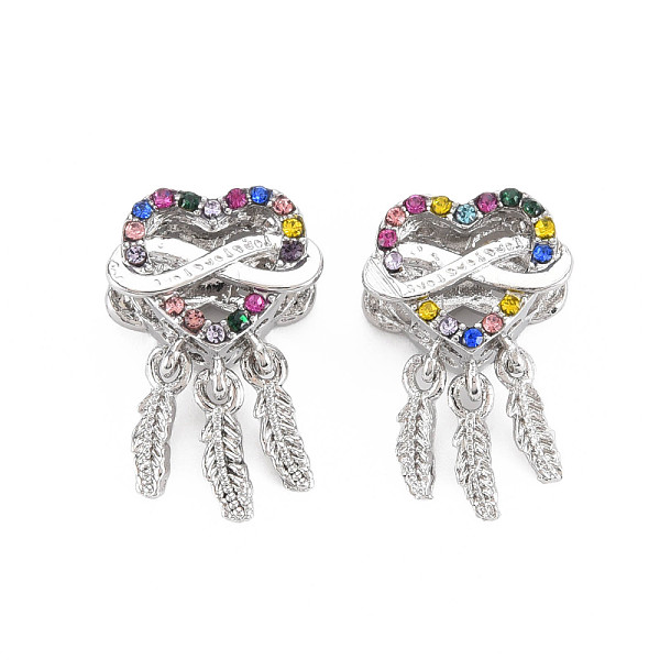 

PandaHall Rack Plating Alloy European Dangle Charms, with Colorful Rhinestone, Large Hole Pendants, Cadmium Free & Nickel Free & Lead Free..., Multicolor