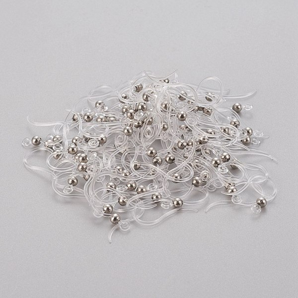 

PandaHall Eco-Friendly Plastic Earring Hooks, with 304 Stainless Steel Beads and Horizontal Loop, Round, Stainless Steel Color, 15.5x8x0.7mm...