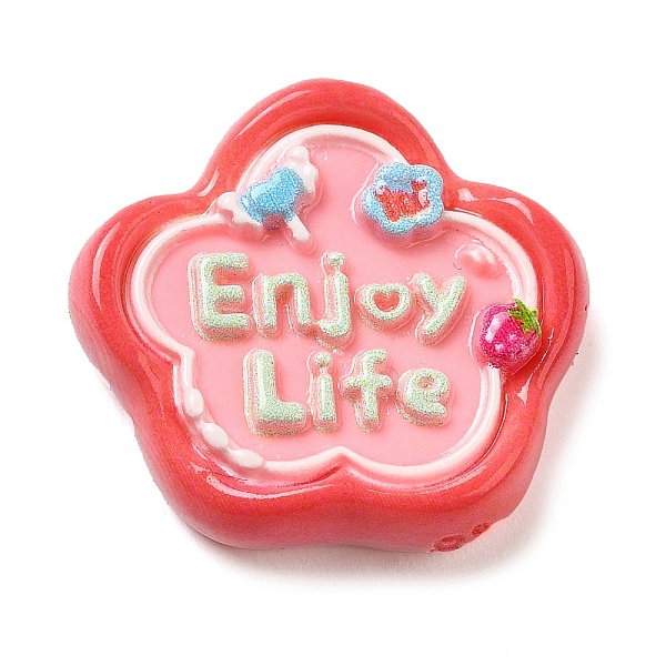

PandaHall Opaque Resin Cabochons, Enjoy Life Word Cabochons, Flower, 25x27x7mm Resin Flower