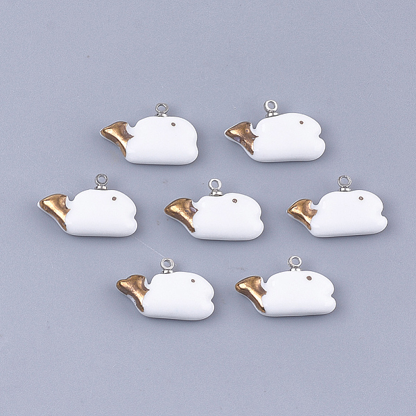 

PandaHall Handmade Porcelain Charms, Bright Glazed Porcelain, with Brass Findings, Whale, Platinum, White, 13x19.5x4.5mm, Hole: 1.5mm...