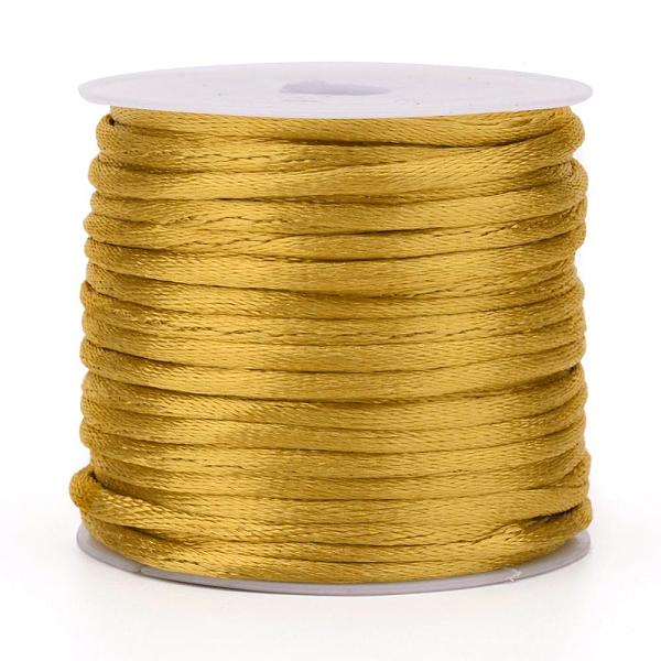 

PandaHall Nylon Cord, Satin Rattail Cord, for Beading Jewelry Making, Chinese Knotting, Goldenrod, 1.5mm, about 16.4 yards(15m)/roll Nylon..., Gold