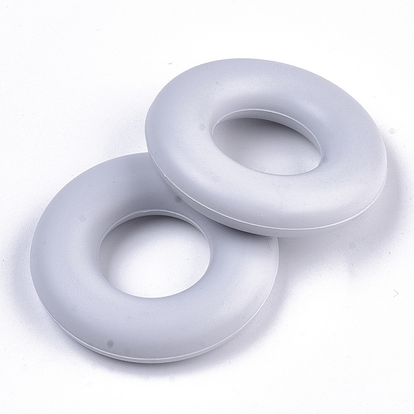 

PandaHall Food Grade Eco-Friendly Silicone Beads, Chewing Beads For Teethers, DIY Nursing Necklaces Making, Donut, Light Grey, 42x9mm, Hole..., Gray