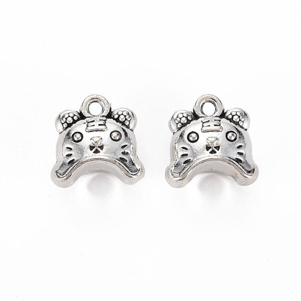 

PandaHall Tibetan Style Alloy Charms, Cadmium Free & Lead Free, Tiger, Antique Silver, 12.5x12.5x7.5mm, Hole: 1.8mm Alloy Tiger