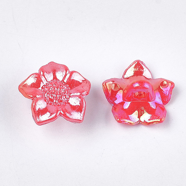 

PandaHall Opaque AS Plastic Shank Buttons, Pearlized, Flower, Crimson, 16.5x17x9mm, Hole: 3mm, about 1150pcs/500g Plastic Flower Pink
