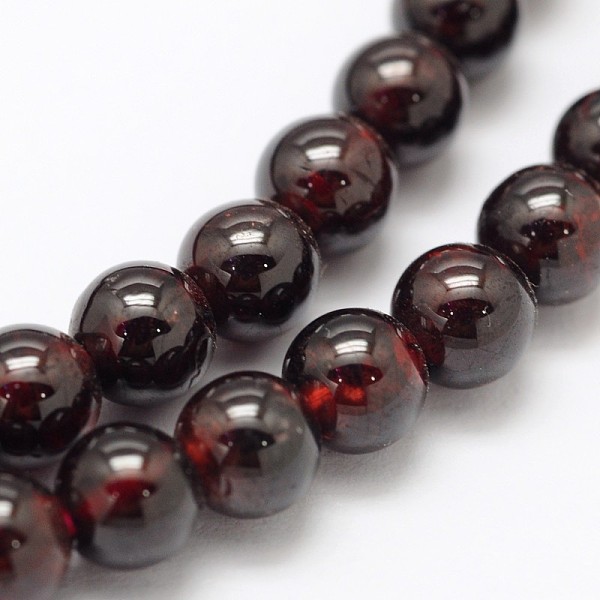 

PandaHall Garnet Round Beads Strands, 5mm, Hole: 0.5mm, about 76pcs/strand, 15 inch Garnet Round