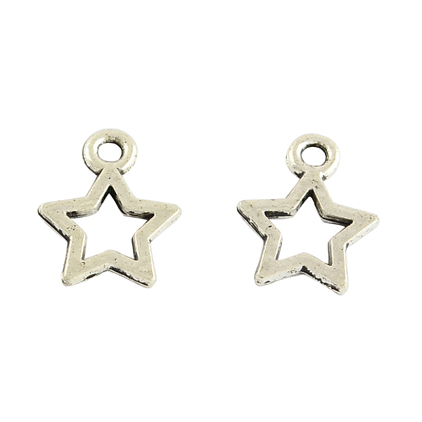 

PandaHall Hollow Tibetan Style Alloy Star Charms, Cadmium Free & Lead Free, Antique Silver, 12x9.5x1mm, Hole: 2mm Alloy Star