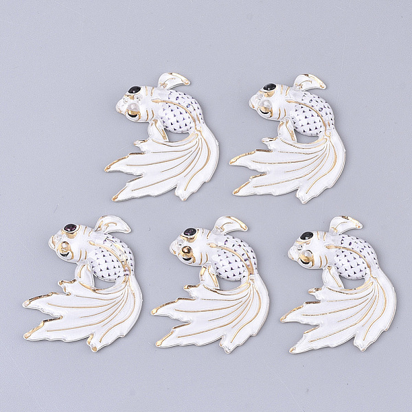 

PandaHall UV Printing Acrylic Pendants, with Spray Paint Bottom, Goldfish, White, 30x25x4mm, Hole: 1mm Acrylic Fish White