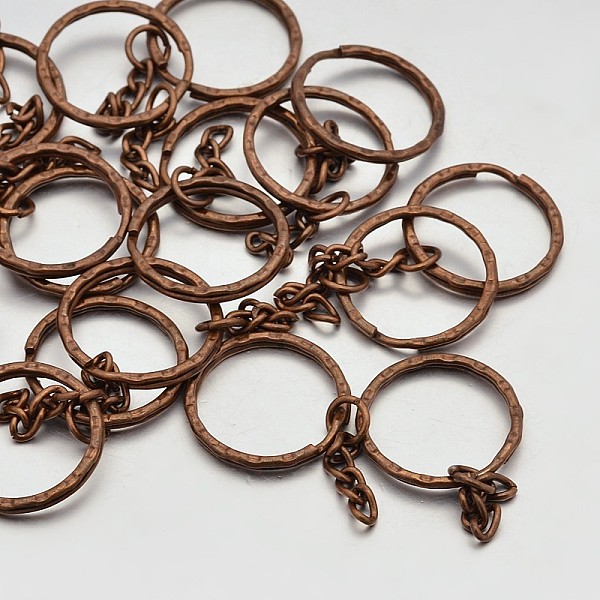 

PandaHall Iron Split Key Rings, Keychain Clasp Findings Red Copper, 25x3mm Iron Ring