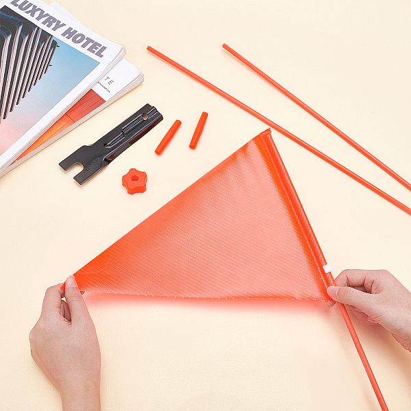 

PandaHall Fibreglass Bike Safety Flag, with Pole and Bicycle Mounting Bracket, Orange, 600x280x6mm Elastic Fibre Orange