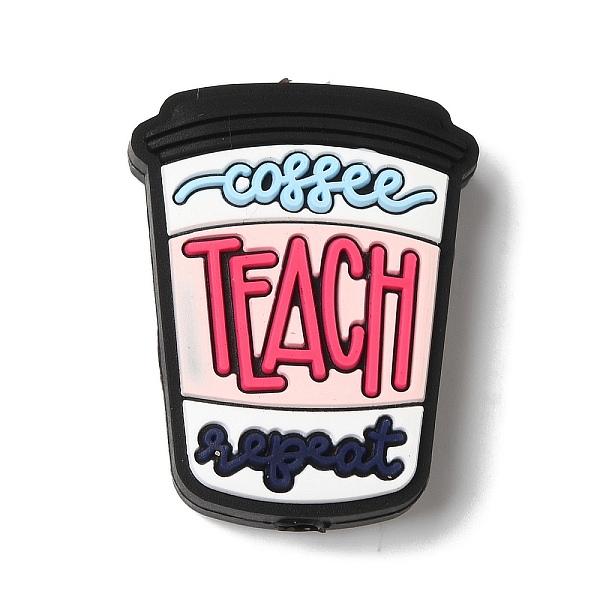 

PandaHall Coffee Teach Repeat Coffee Cup Shaped Teacher Silicone Focal Beads, Silicone Teething Beads, White, 30x23x9mm, Hole: 3mm Silicone...