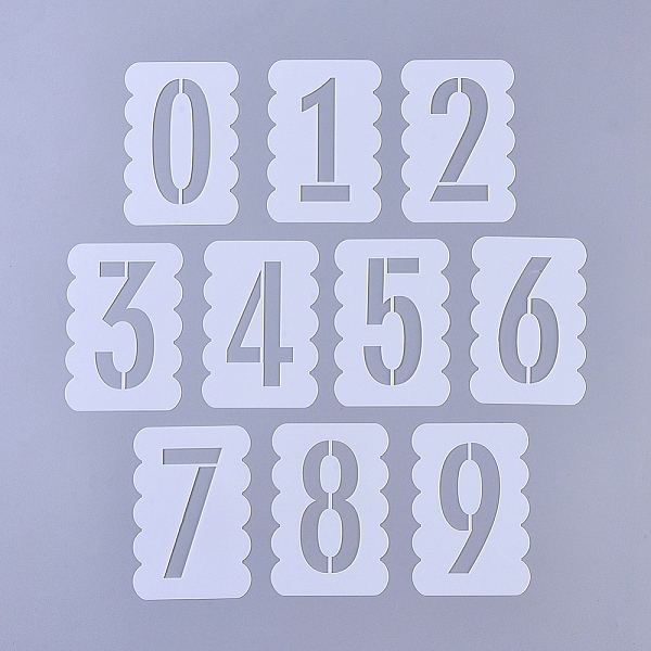 PandaHall Plastic Drawing Stencil, Drawing Scale Template, for Painting on Scrapbook Fabric Tiles Floor Furniture Wood, Number 0~9, White...