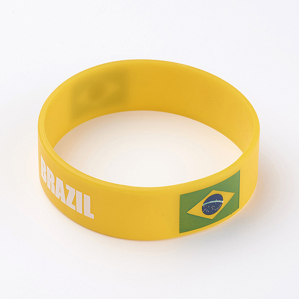 

PandaHall Silicone Wristbands Bracelets, Cord Bracelets, Brazil, Yellow, 8 inch(20.2cm), 19x2mm Silicone Yellow