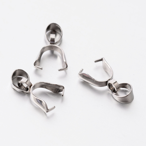 

PandaHall 201 Stainless Steel Pinch Bails, Ice Pick Pinch Bails for Pendant Making, Stainless Steel Color, 11x3.5mm, Hole: 4.5x4mm, Pin...
