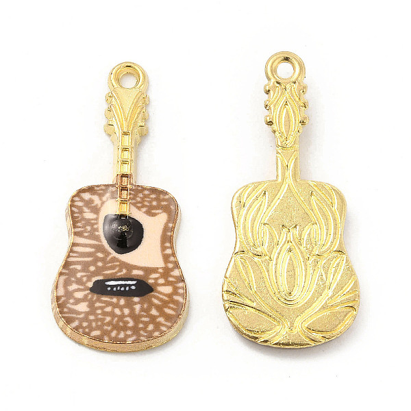 

PandaHall Rack Plating Golden Tone Alloy Pendants, with Printed Enamel, Cadmium Free & Nickel Free & Lead Free, Guitar Charm, Peru..., Brown